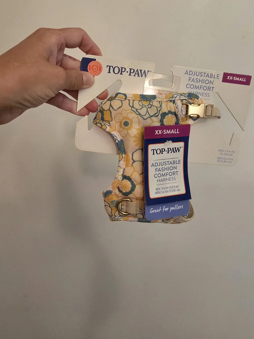 Top Paw Yellow & Blue Floral Adjustable Dog Harness